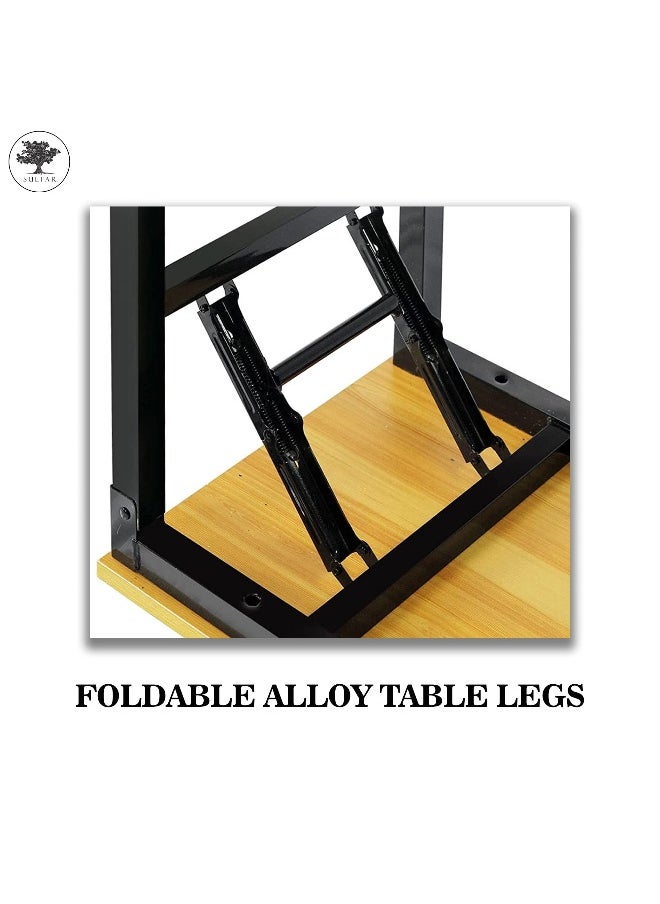 sulfar - Sulfar Folding Table Multi Functional Portable Desk With AdjUStable Height Legs For Computer Camping, Garden, Picnic,Coffee,Bbq, Wood, Folding desk 100×50×75cm - Image 1