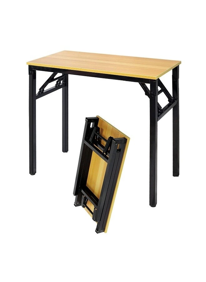 sulfar - Sulfar Folding Table Multi Functional Portable Desk With AdjUStable Height Legs For Computer Camping, Garden, Picnic,Coffee,Bbq, Wood, Folding desk 100×50×75cm - Image 1