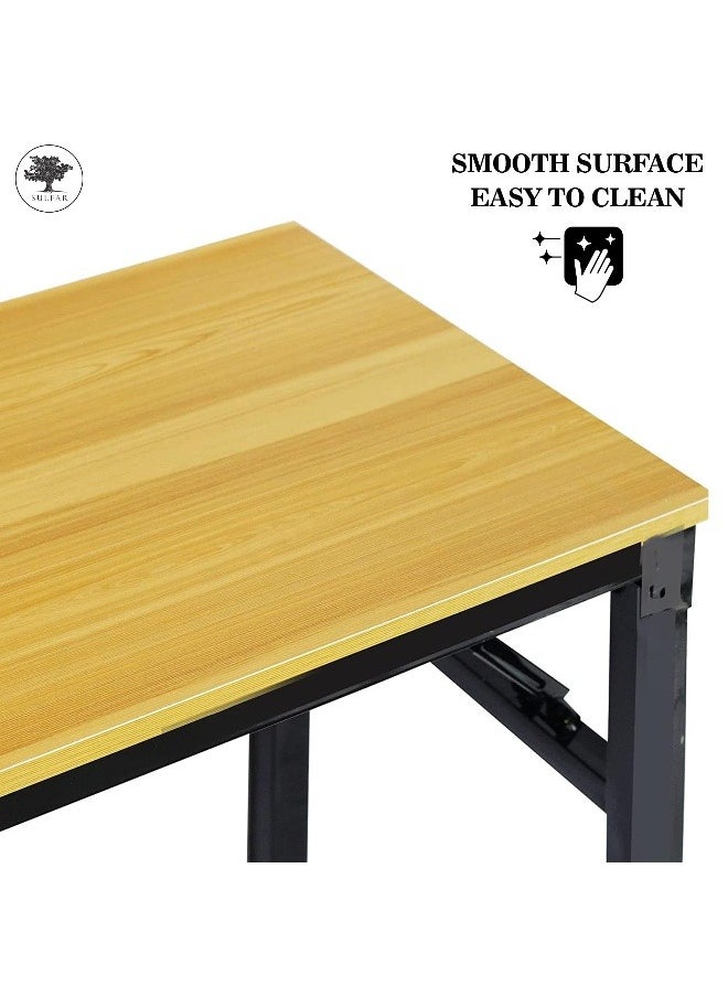 sulfar - Sulfar Folding Table Multi Functional Portable Desk With AdjUStable Height Legs For Computer Camping, Garden, Picnic,Coffee,Bbq, Wood, Folding desk 100×50×75cm - Image 1
