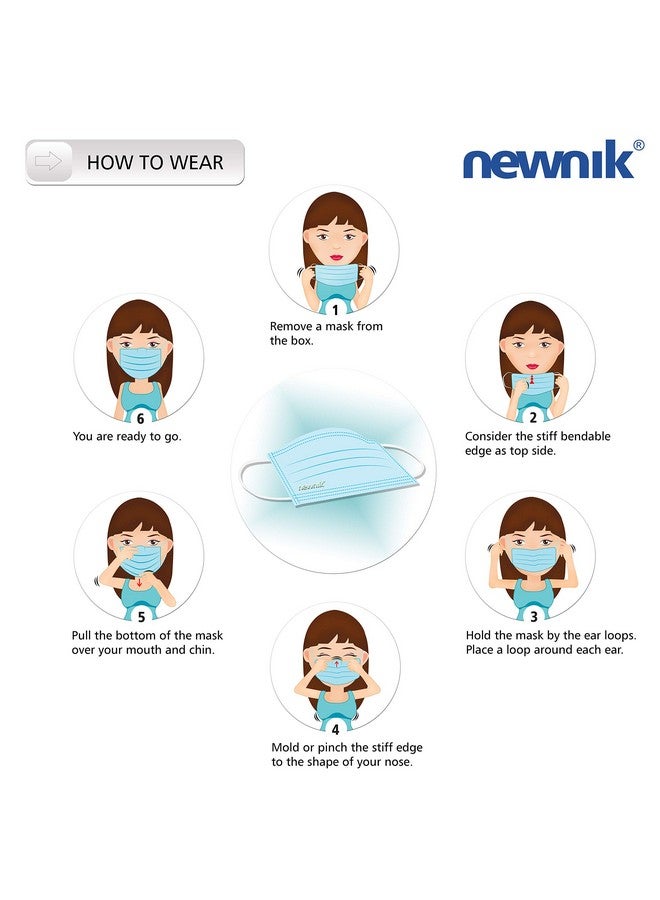 نيونيك قناع وجه مرن للاستخدام مرة واحدة من نيونيك مكون من طبقتين - 100 قطعة (أزرق) - Image 3