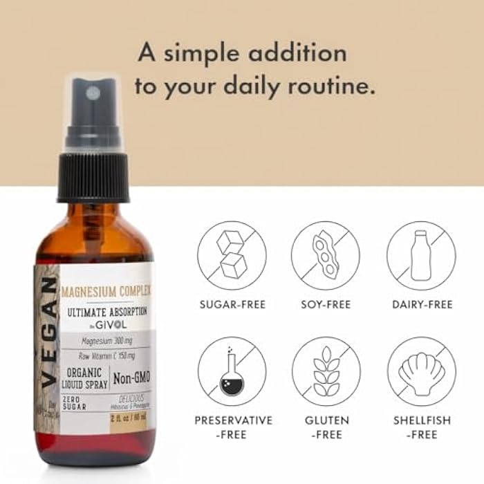 GIVOL Tri Magnesium Complex - Magnesium Biglycinate, Citrate & Taurate Liquid Spray 300mg w/Raw Vitamin C for Body Decompression - Hibiscus & Pineapple Flavor, 2 Fl Oz (60 ml) - 60 Day Supply - Image 4