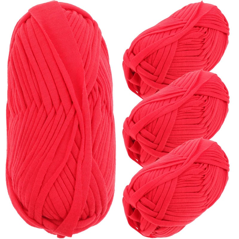 Vivid Red Yarn Pack 4 Rolls For Crochet Knitting Weaving Soft Flexible Craft Supplies - Image 2