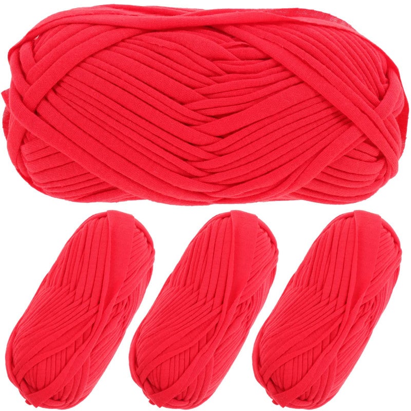 Vivid Red Yarn Pack 4 Rolls For Crochet Knitting Weaving Soft Flexible Craft Supplies - Image 5