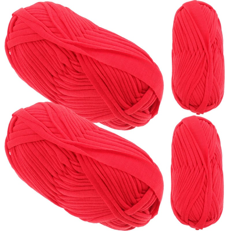 Vivid Red Yarn Pack 4 Rolls For Crochet Knitting Weaving Soft Flexible Craft Supplies - Image 3