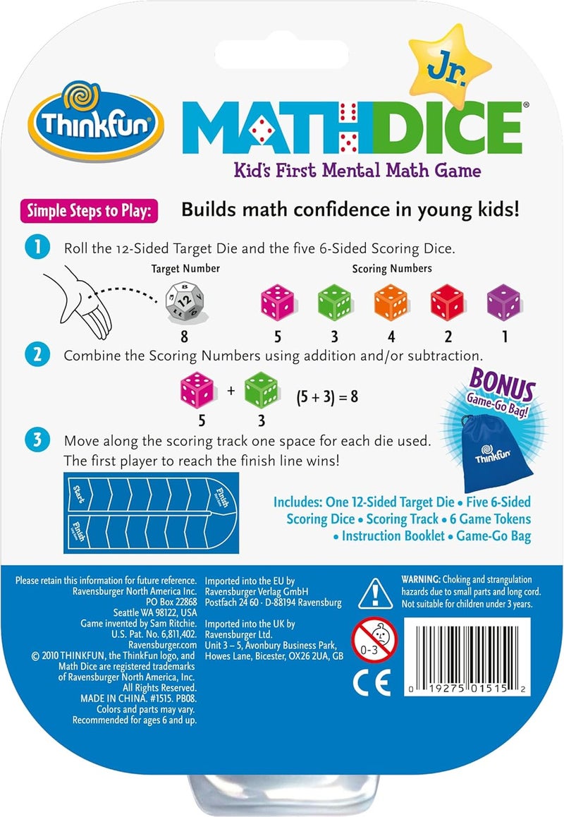 Think Fun Math Dice Junior Game - Engaging Math Skills Builder | Perfect for Kids Aged 6+ | Aids in Mental Agility | Toy of The Year Nominee - Image 4