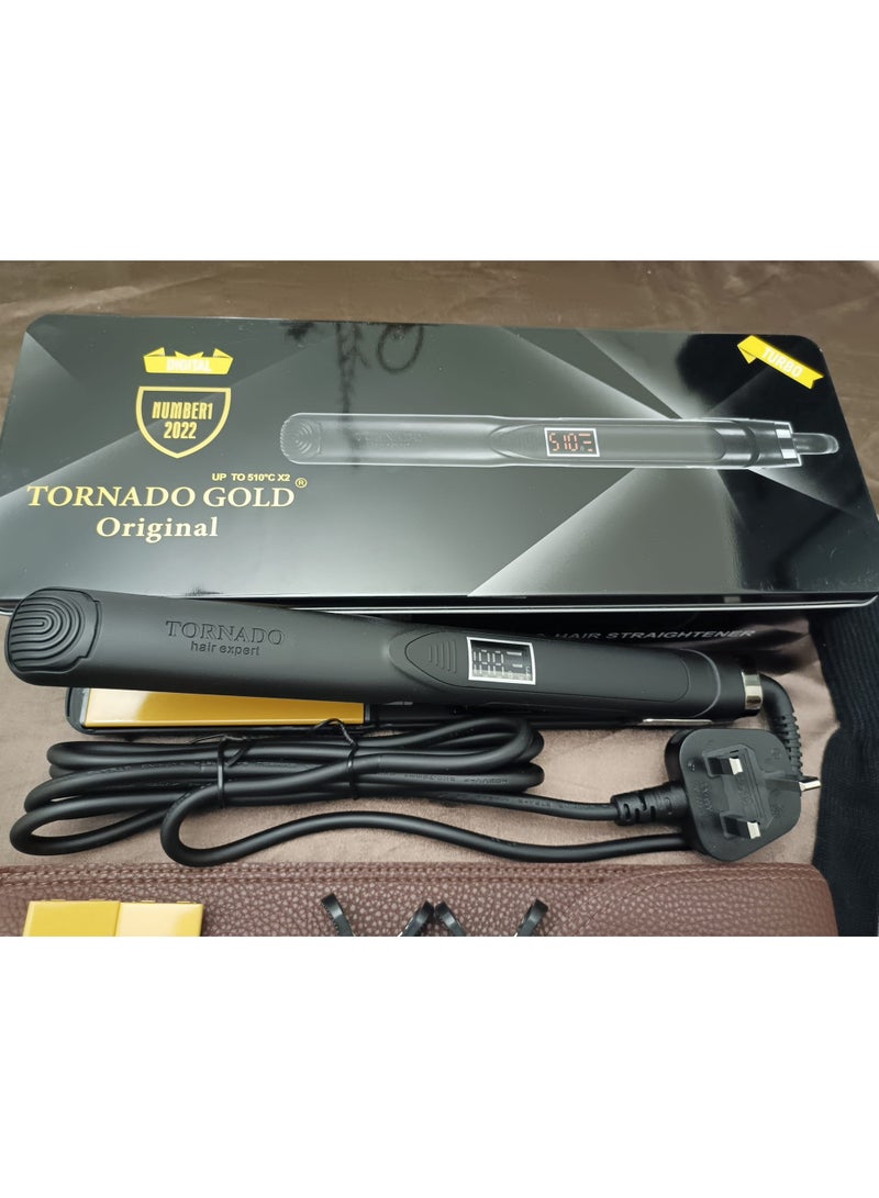 تورنيدو جولد أداة تجعيد الشعر السيراميكية 2 في 1 الاحترافية من جولد بشاشه ديجيتال بدرجه حراره 750 درجه الجيل الرابع (كوري)2024 - Image 1