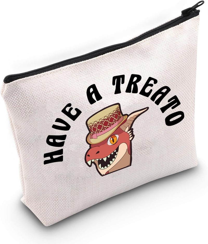 JXGZSO Funny RPG Gamer Gift Have A Treato Popper the Kobold Cosmetic Bag BG3 Inspired Makeup Bag