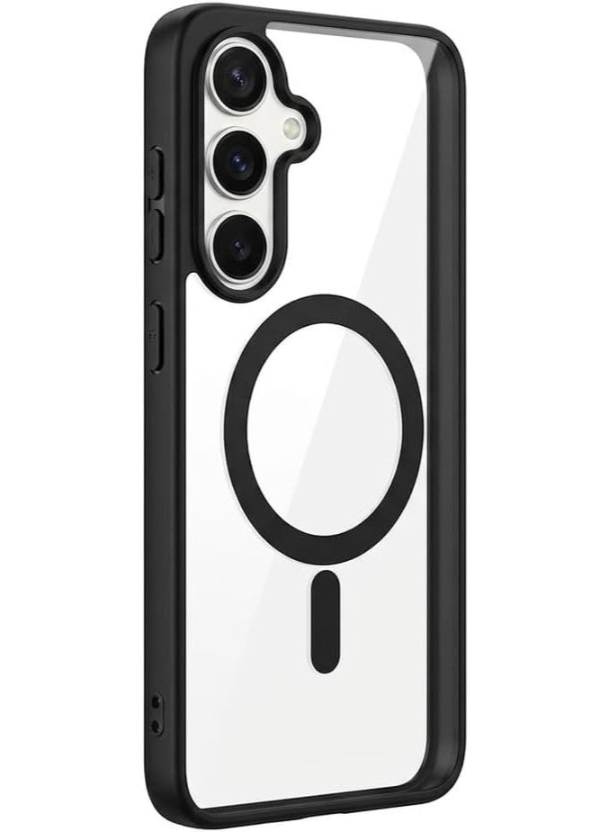 Clear Magnetic Case for Samsung Galaxy A17 Wireless Charging Compatible Shockproof Transparent Cover Strong Magnet Slim Protective Case Black - Image 1