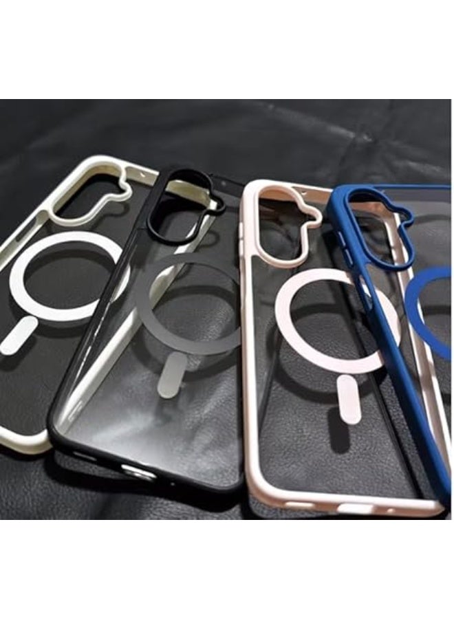 Clear Magnetic Case for Samsung Galaxy A17 Wireless Charging Compatible Shockproof Transparent Cover Strong Magnet Slim Protective Case Black - Image 3