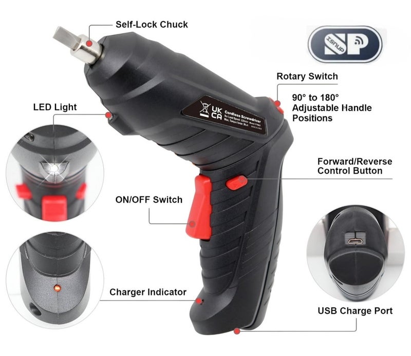 iSNUP Electric Screwdriver Set 47 PCS – 800mAh Rechargeable Cordless Drill with 2.5Nm Torque & 3 Modes, Portable Tool Kit with Case - Image 1