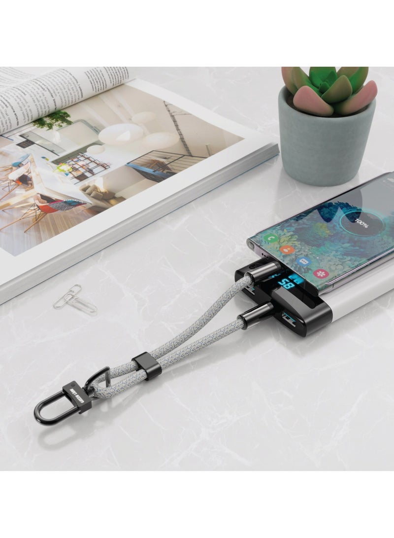 GREEN LION Keychain lanyard USB-C to USB-C 60W / Charge & Sync / Secure & Safe / 30cm Wire /  Wide Compatibility / Fast Charging / 480Mbps Data Transfer - Grey - Image 2