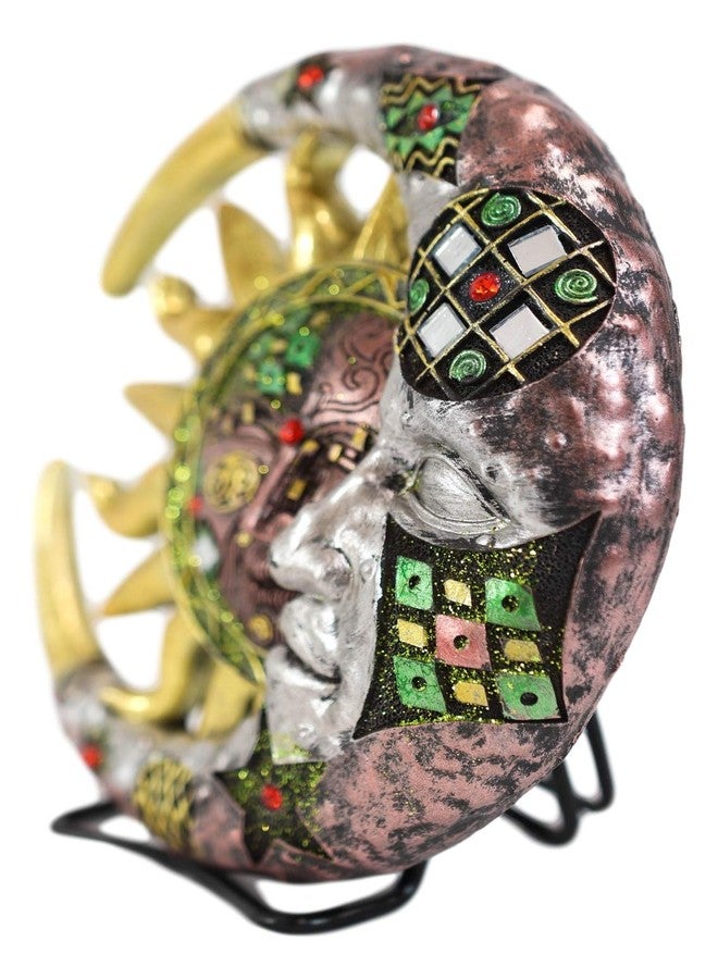 Ebros Gift Ebros Colorful Celestial Deities Belenos Golden Sun and Selene Moon Wall Hanging Decor 7.5"Tall Day Fading Into Night Mounted Plaque With Mirrors Beads Gems And Decorative Accessories - Image 5