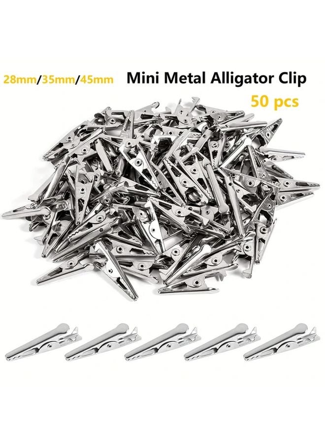 50 قطعة مشبك تمساح معدني مطلي بالنيكل مقاس 35 ملم لإدارة الكابلات والاختبارات الكهربائية - Image 2