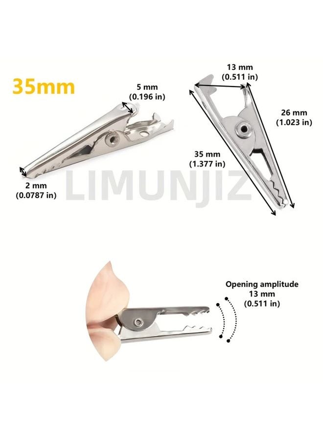 50 قطعة مشبك تمساح معدني مطلي بالنيكل مقاس 35 ملم لإدارة الكابلات والاختبارات الكهربائية - Image 4