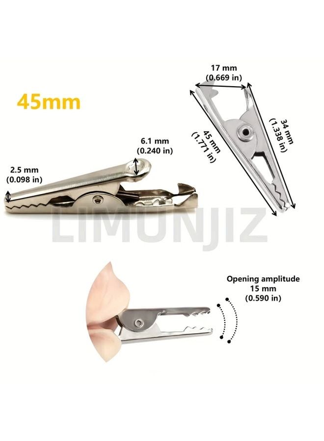 50 قطعة مشبك تمساح معدني مطلي بالنيكل مقاس 35 ملم لإدارة الكابلات والاختبارات الكهربائية - Image 5