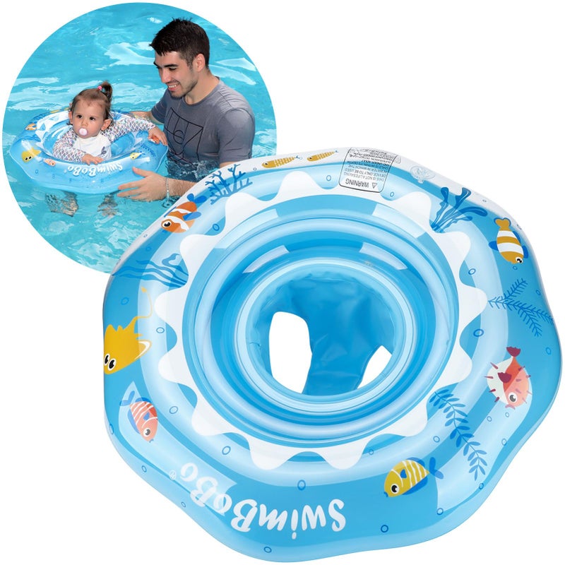 Swimbobo Inflatable Baby Swimming Float with Safety Seat Fun Swimming Pool Toys for Age 636 Months ToddlerBlue Oecan - Image 2