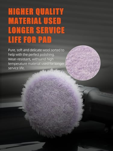 SPTA Wool Polishing Pads SPTA 2Pcs 5Inch 125mm Wool Cutting Pad Purple Wool Buffing and Polishing Pad Set Wool Buffing Wheel for Heavy Cut for 5Inch 125mm Car Polisher Polishing Buffing and Cutting - Image 3
