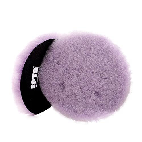 SPTA Wool Polishing Pads SPTA 2Pcs 5Inch 125mm Wool Cutting Pad Purple Wool Buffing and Polishing Pad Set Wool Buffing Wheel for Heavy Cut for 5Inch 125mm Car Polisher Polishing Buffing and Cutting - Image 1