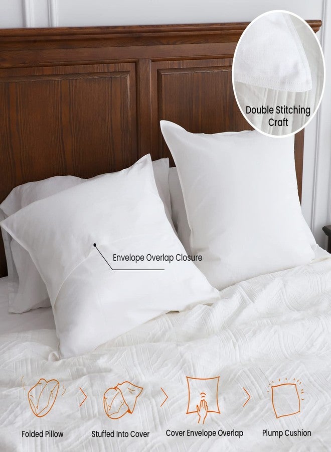 سيمبل آند أوبيولنس أغطية وسائد أوروبية من الكتان من Simple&Opulence، تصميم أساسي، لون موحد، مقاس 24x24 بوصة، عبوة من قطعتين، مزيج من الكتان والقطن، أغطية وسائد مزخرفة، ناعمة، تسمح بمرور الهواء، بنمط ريفي - أبيض - Image 5