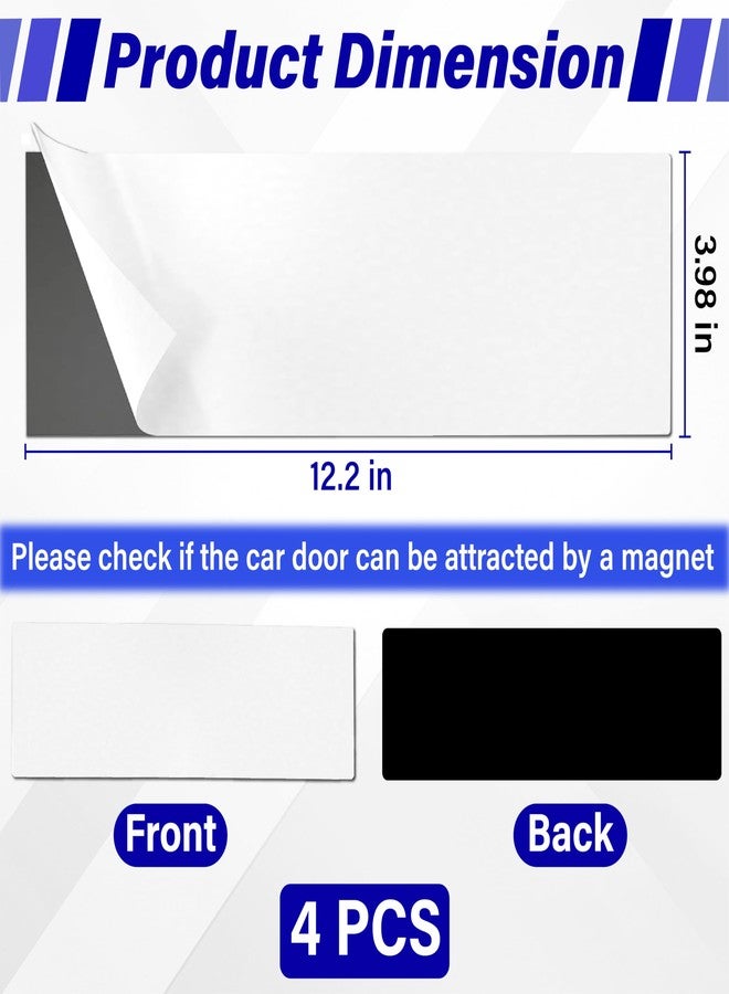 BFXM White DIY4 4Pcs Car Door Magnets, Magnetic Sheets for Custom Signs, Bumper Stickers, Strong Durable Vinyl Magnets - Image 2