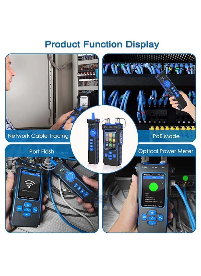NOYAFA - NOYAFA Network Cable Tester with Optical Power Meter VFL, CAT5 CAT6 Cable Toner Ethernet Cable Tester, RJ11 RJ45 Network Tester for Telephone, Ethernet, Video, PoE Tester Wire Tracer Fiber Tester - Image 1