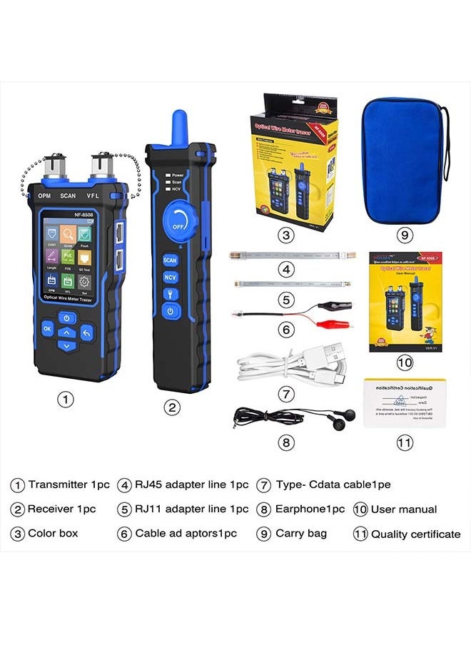 NOYAFA - NOYAFA Network Cable Tester with Optical Power Meter VFL, CAT5 CAT6 Cable Toner Ethernet Cable Tester, RJ11 RJ45 Network Tester for Telephone, Ethernet, Video, PoE Tester Wire Tracer Fiber Tester - Image 1