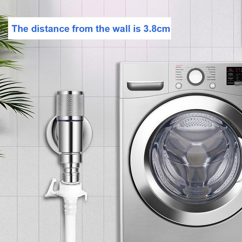 HASTHIP صنبور غسالة الملابس ®، صمام زاوية عالمي صغير كامل المعدن 1/2'' للغسيل (تشطيب كروم) - Image 2