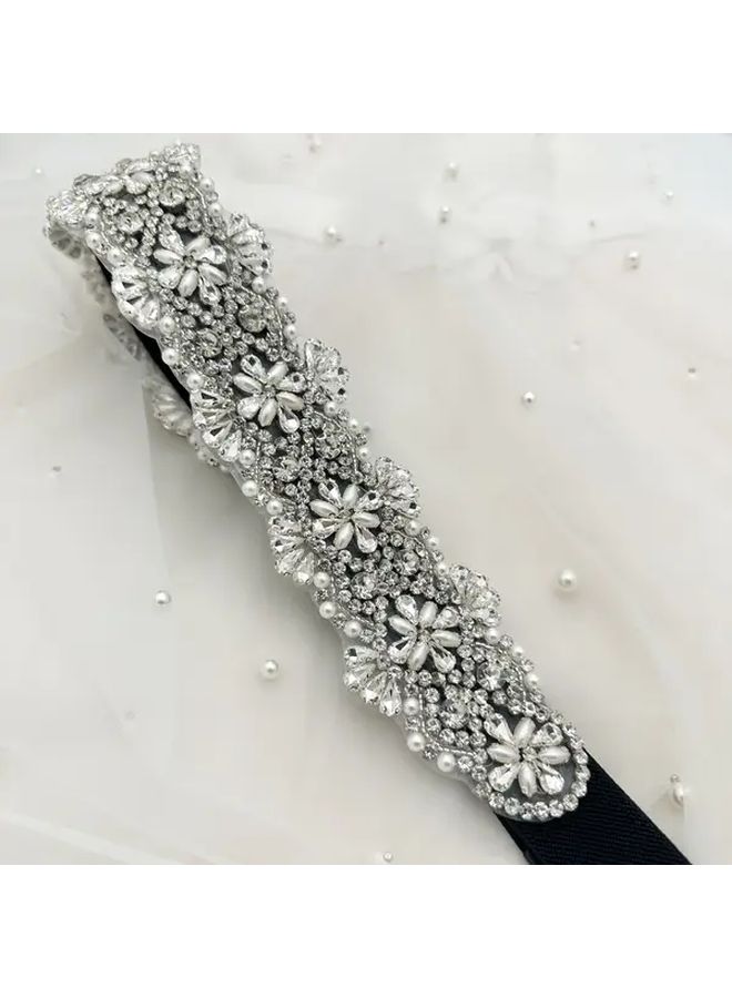 Gold Pearl Rhinestone Bridal Sash for Wedding Dresses Party Accessories - Image 4