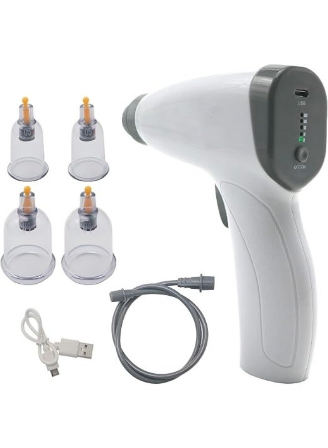 Electric Vacuum Cupping Massage Device with 4 Suction Cups, Rechargeable Portable Body Massage Kit, 5 Adjustable Suction Levels - Image 1