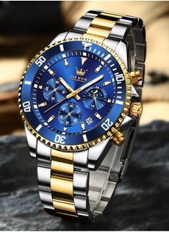 OLEVS Watches for Men Quartz Water Resistant Watch 42mm OLEVS 2870 GOLD/BLUD  - Image 1