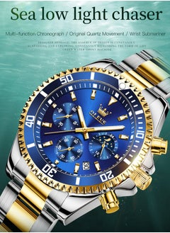 OLEVS Watches for Men Quartz Water Resistant Watch 42mm OLEVS 2870 GOLD/BLUD  - Image 4