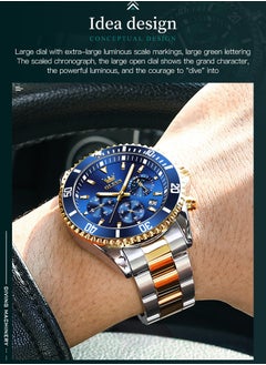 OLEVS Watches for Men Quartz Water Resistant Watch 42mm OLEVS 2870 GOLD/BLUD  - Image 5