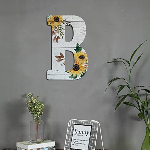 COLLECTIVE HOME - 12" Wood Letters for Wall Decor, Rustic Wall Sign, Decorative Hanging Alphabet Signs, House Number, Decorations for Wedding Birthday Housewarming Party, Washed White, Sunflower (B) - Image 2