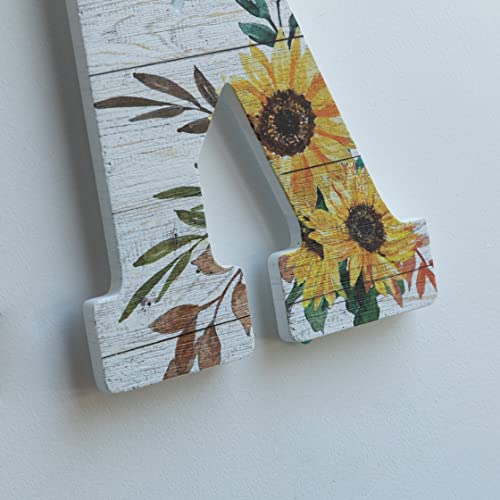 COLLECTIVE HOME - 12" Wood Letters for Wall Decor, Rustic Wall Sign, Decorative Hanging Alphabet Signs, House Number, Decorations for Wedding Birthday Housewarming Party, Washed White, Sunflower (B) - Image 5