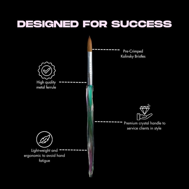 MakarttPro Kolinsky Crimped Acrylic Nail Brush for Acrylic Powder and EMA Monomer Application, Made for Professional Nail Technicians and Beginner Nail Students, Size #10 - Image 2