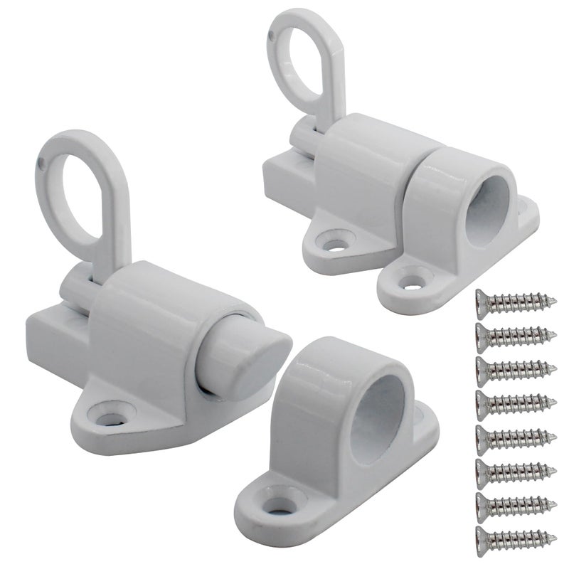 bociloy Aluminum Alloy SelfClosing Latches White Automatic Spring Door Lock Security Window Gate Lock Barrel Bolt SelfLocking Latches with Screws 2pcs