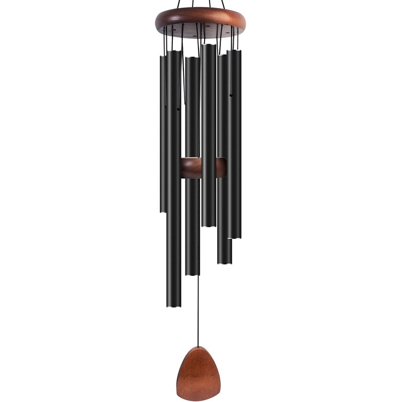 Bursvik Large Aluminium Wind Chimes 37 Inches to Create a Zen Atmosphere Suitable for Outdoor Garden Patio Decoration Classic Black Wind Chimes with Wind Catcher Suitable as A Gift for Unisex