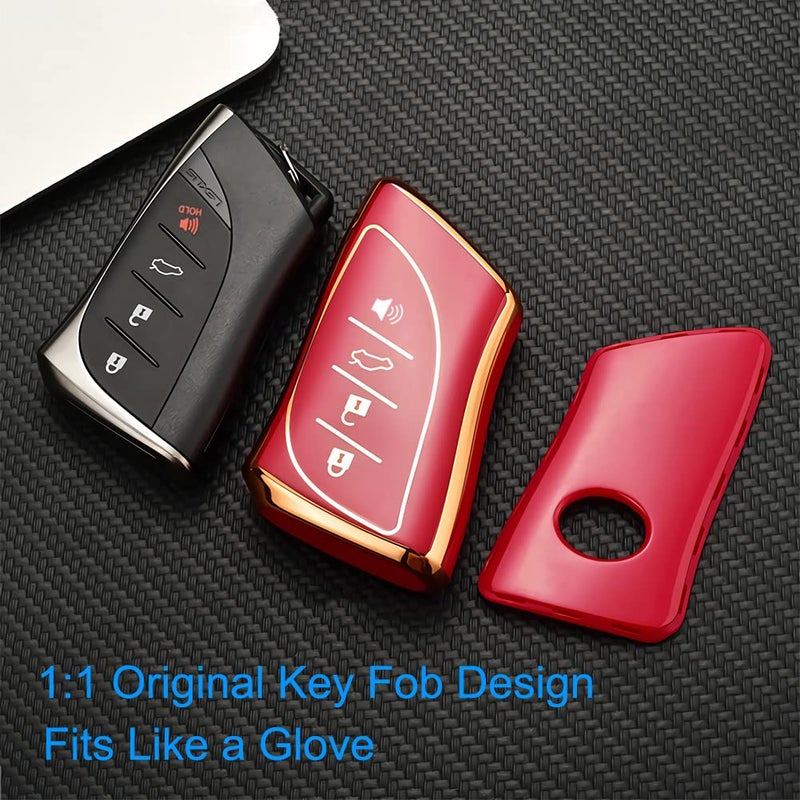 Cacacar Key Fob Cover for Lexus RX ES UX NX GX is LS Premium Soft TPU Full Cover Protection Key Fob Case Smart Remote Key Holder (Grey) - Image 3