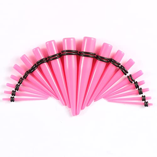 Memsion Ear Stretching Kit Gauges for Ears 46 Pieces 14G-00G Ear Gauges Expander Set Acrylic Ear Tapers and Plugs Body Earring Piercing Kits Pink color - Image 3