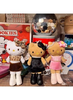 Generic Spice Girl Leopard Print Black Leather Hellokitty Long Leg Pendant Kt Cat Waste Earth Style Backpack Keychain Hanging Ornaments-Specifications:【the Handmade Clothes Are Too Big, So Be Careful With P  - Image 2