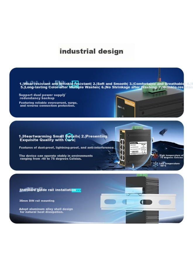 Mowestar Industrial Ethernet Switch 8 Port Full Gigabit Rail-Mounted Unmanaged Industrial Ethernet Switch Mini Version Switch Cs208G - Image 3