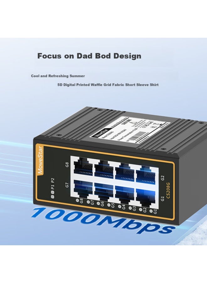 Mowestar Industrial Ethernet Switch 8 Port Full Gigabit Rail-Mounted Unmanaged Industrial Ethernet Switch Mini Version Switch Cs208G - Image 2