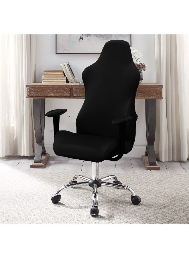 WOMACO Gaming Chair Slipcover Stretch Seat Chair Cover for Leather Computer Reclining Racing Ruffled Gamer Chair Protector (Black, One-Size) - Image 2