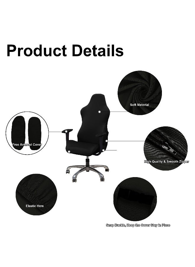 WOMACO Gaming Chair Slipcover Stretch Seat Chair Cover for Leather Computer Reclining Racing Ruffled Gamer Chair Protector (Black, One-Size) - Image 3