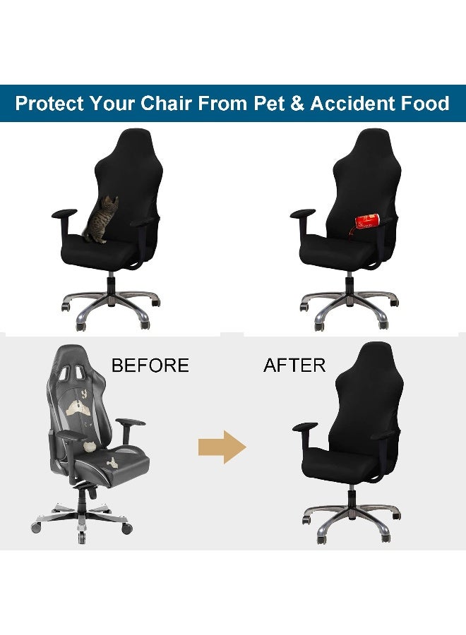 WOMACO Gaming Chair Slipcover Stretch Seat Chair Cover for Leather Computer Reclining Racing Ruffled Gamer Chair Protector (Black, One-Size) - Image 4