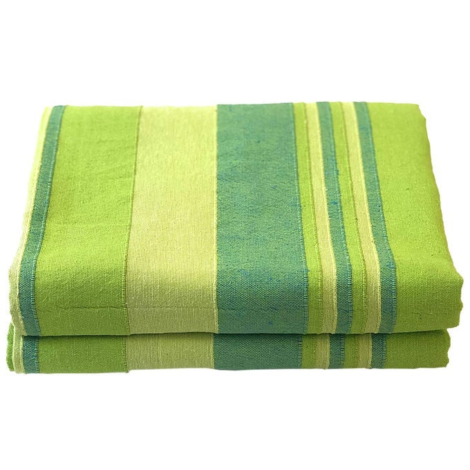 HANDLOOM COTTON DOUBLE BEDSHEET WITHOUT PILLOW COVERS WOVEN STRIPED BEDCOVER 90 X 100 INCH GREEN210 THREADCOUNT