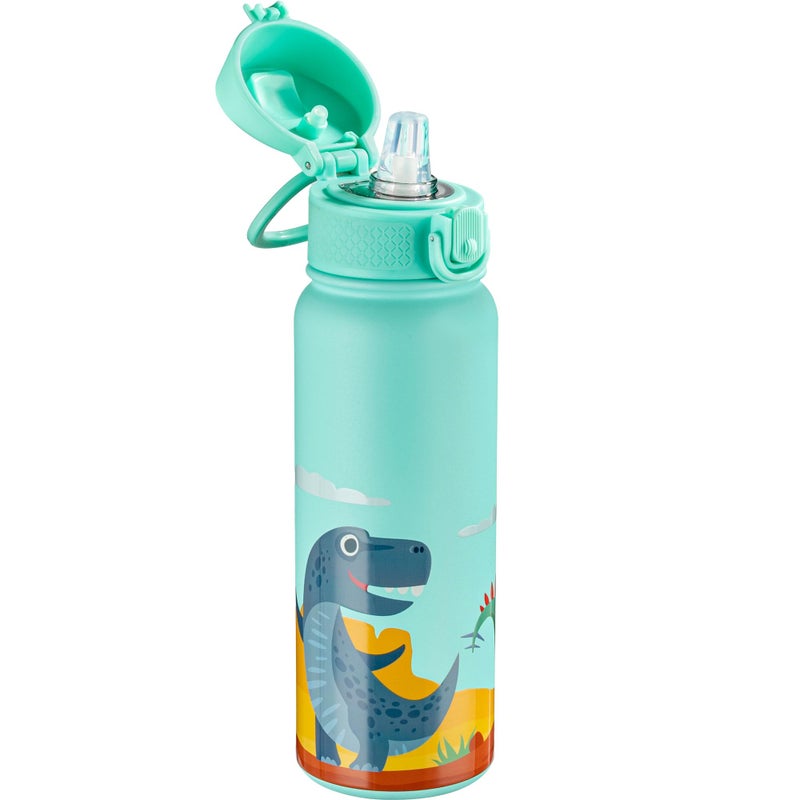 OLDLEY 20 Oz Insulated Stainless Steel Water Bottle For Kids, With Straws Leak-proof, Kids Water Bottles For School Boys Girls,Dinos - Image 1