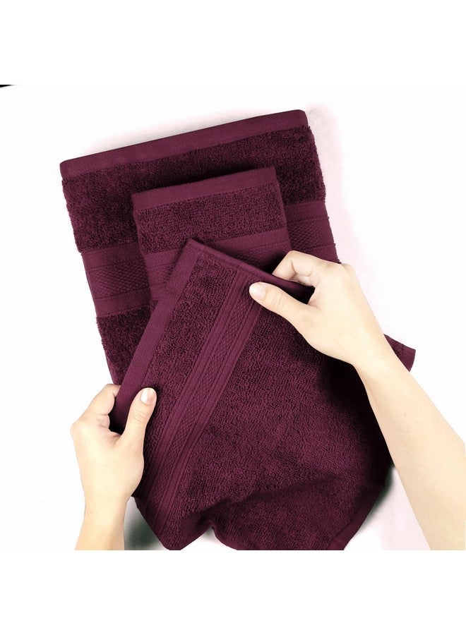 Trident منشفة تريدايت الناعمة المريحة للحمام، منشفة قطن 100%، فائقة النعومة، عالية الامتصاص، مجموعة من 6 مناشف، 500 غم - نبيذ أحمر - Image 4