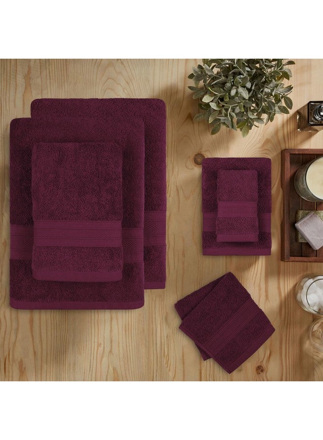 Trident منشفة تريدايت الناعمة المريحة للحمام، منشفة قطن 100%، فائقة النعومة، عالية الامتصاص، مجموعة من 6 مناشف، 500 غم - نبيذ أحمر - Image 5