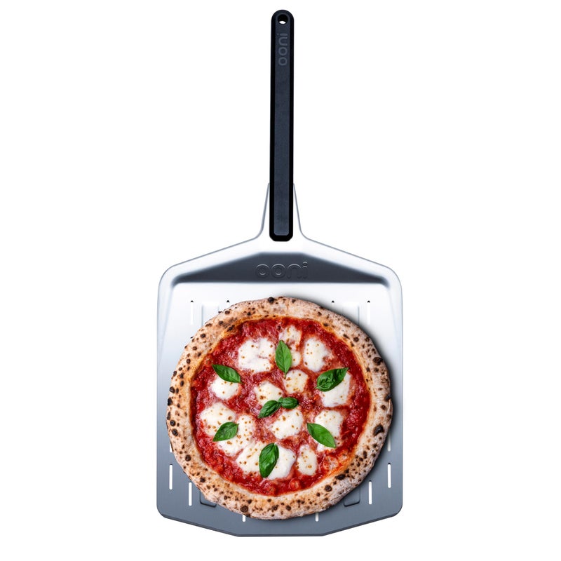 ooni 14â€ Perforated Pizza Peel â€“ Long Handle Perforated Aluminium Pizza Paddle â€“ Lightweight Pizza Turning Peel Outdoor Pizza Oven Accessories - Image 1